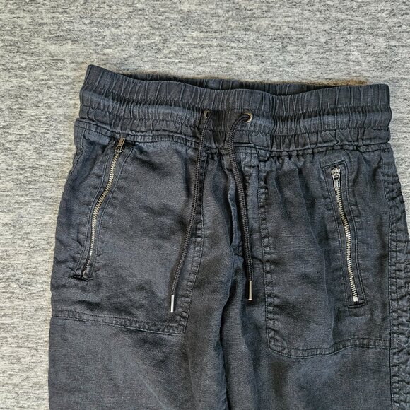 ATHLETA Cabo Linen Joggers Pant Black Chambray Size 0 Lightweight Drawstring - Picture 3 of 9